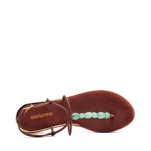 Gioseppo Sandali greci con perline in pelle Millville - 39 Marrone- Ref.