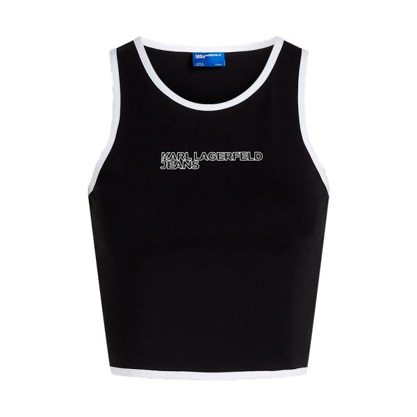 Karl Lagerfeld Jeans T-shirts, hauts et polos Noir - T-SHIRT SANS MANCHES AVEC DÉTAILS DE BORDURE - L - Ref.