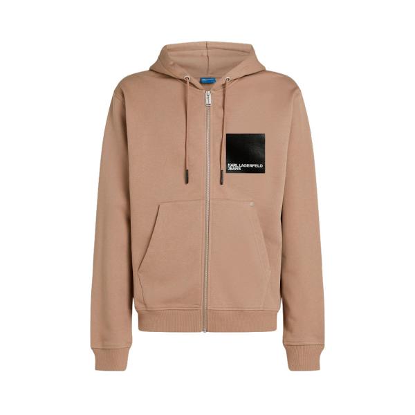 Karl Lagerfeld Jeans Chaquetas, sudaderas y jerséis Marrón - SUDADERA CON CAPUCHA Y CREMALLERA CON LOGOTIPO CUADRADO - S - Ref.
