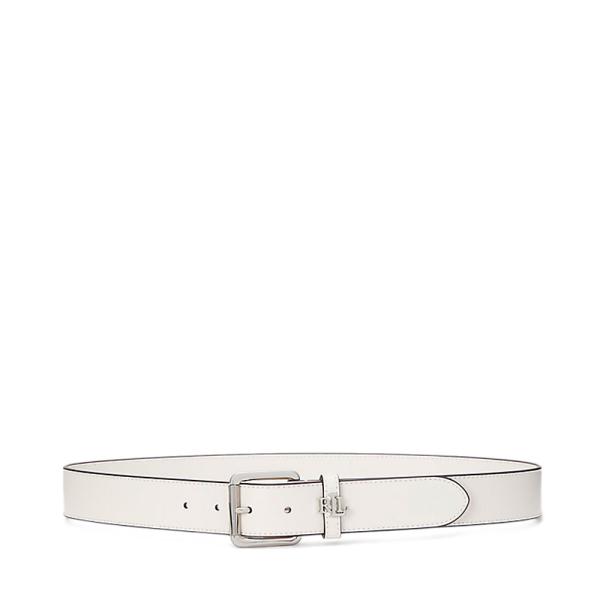 Ralph Lauren Cinto de couro com fivela de logotipo - XL Branco- Ref.