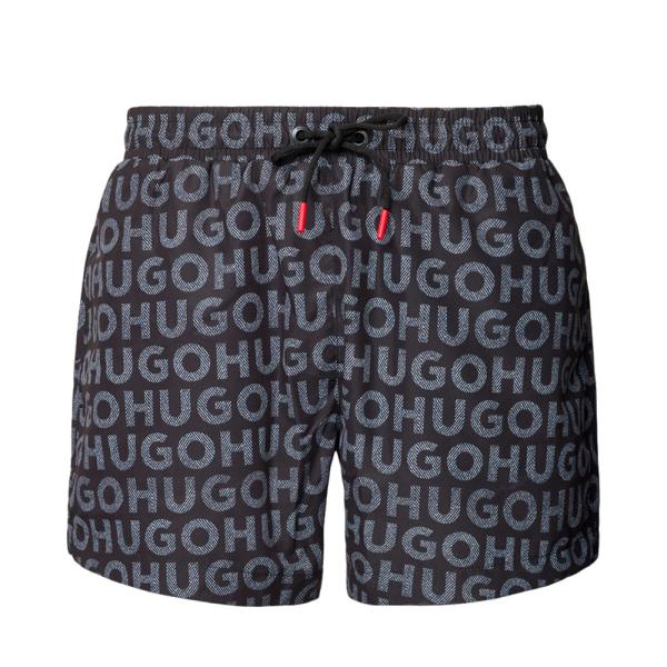 Hugo Boss Roupa de banho Preto - Bañador tipo shorts con estampado de logos y cordón en la cintura - XL - Ref.