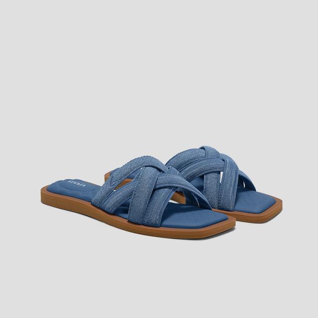 VIVAIA Pillow Top Slide Strappy Sandals (Mayara)|DENIM WOVEN|US 10