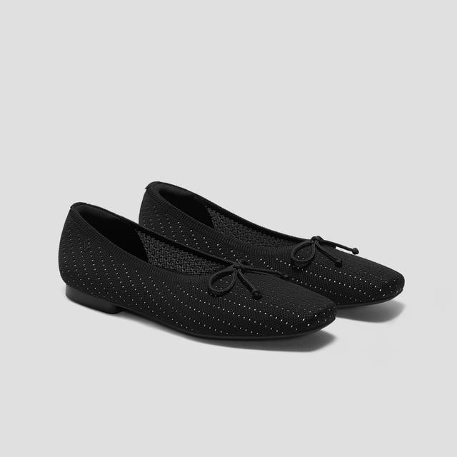 VIVAIA Square-Toe Bow Ballerina Flats (Margaret)|BLACK PIN STRIPE|EU 35