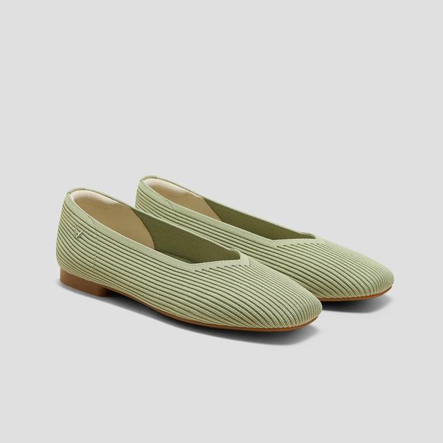 VIVAIA Square-Toe V-Cut Flats (Margot 2.0)|MATCHA|EU 43