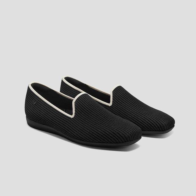 VIVAIA Water-Repellent Square-Toe Loafers (Samantha Walker)|BLACK IVORY|EU 43