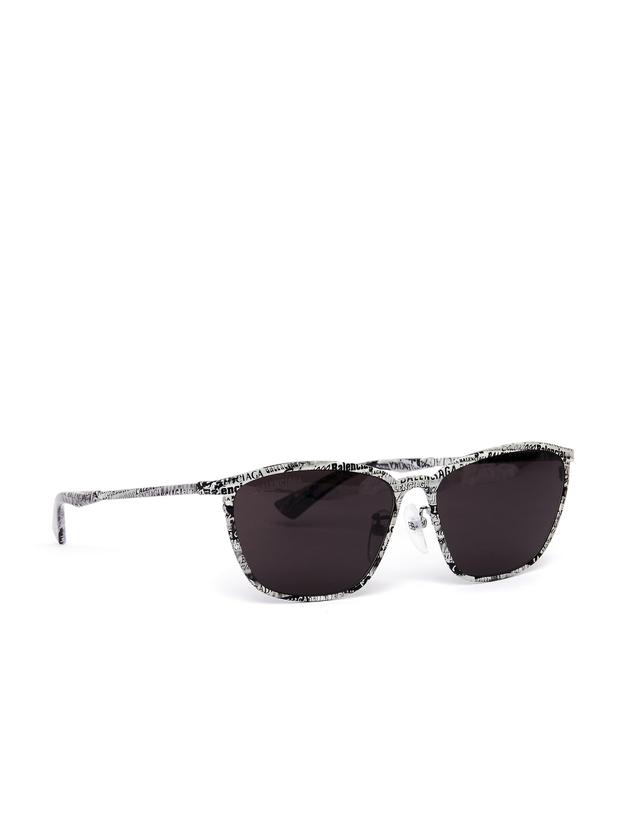 Balenciaga White Logo Printed D-Frame Sunglasses