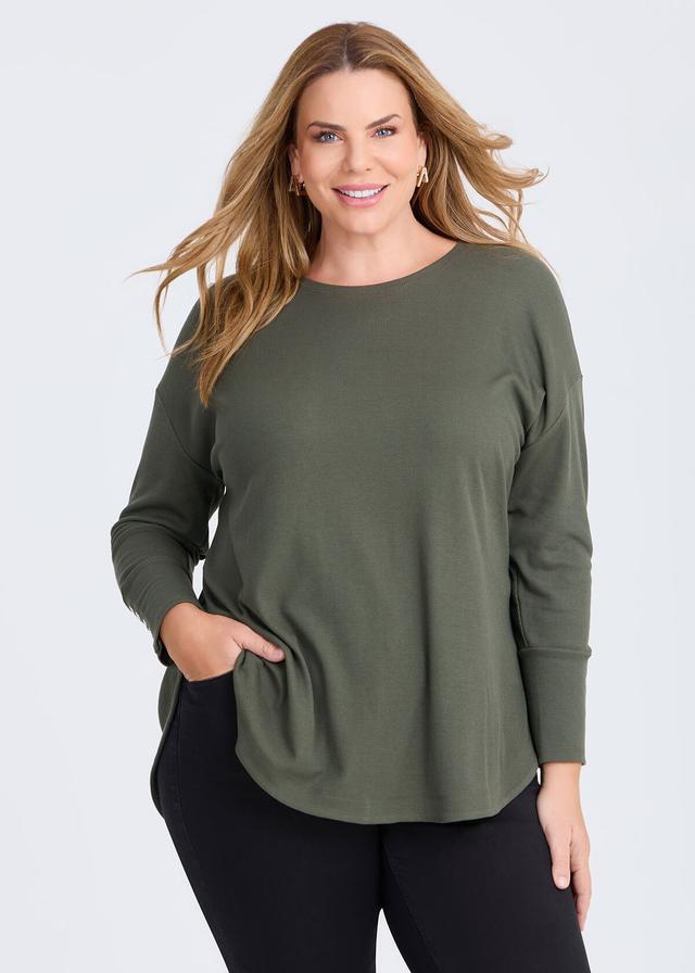 Taking Shape Rib Hi-lo Top Size 24 in Olive - Plus Size Women's Tops & T Shirts