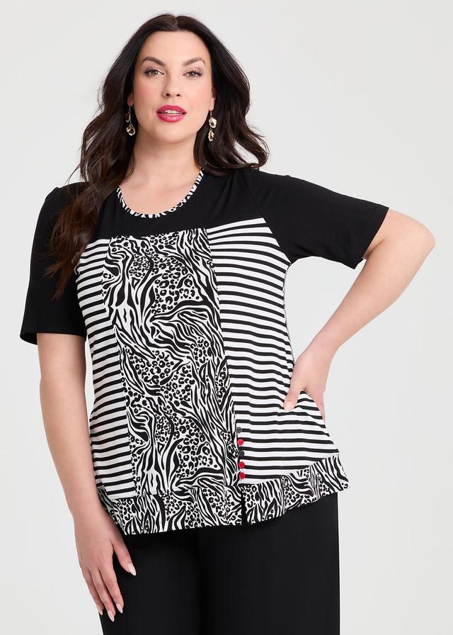 Taking Shape Natural Stripe Abstract Top Size 30 in Print, Viscose - Plus Size Women's Tops & T Shirts