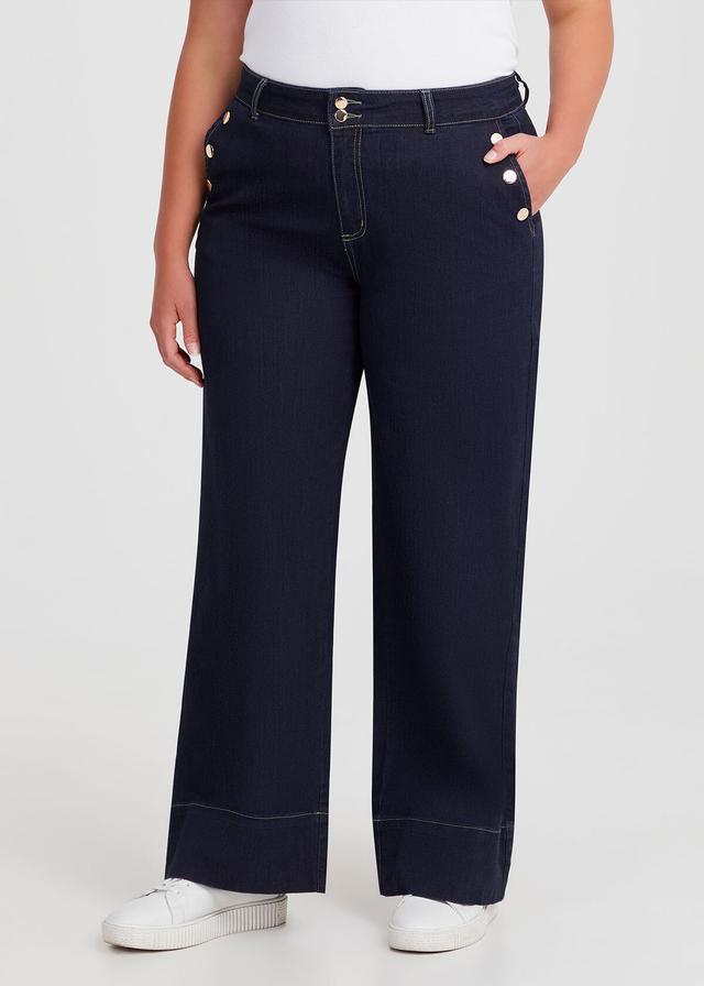 Taking Shape Cotton Sailor Wide Leg Jean Size 14 in Indigo - Plus Size Women's Denim & Jeans