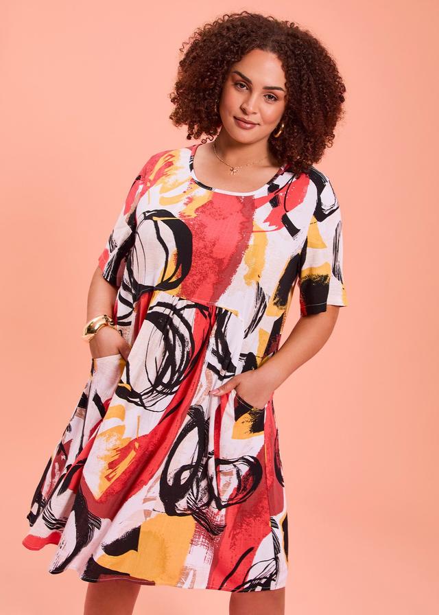Taking Shape Casa Everyday Empire Natural Dress Size 22 in Print - Plus Size Women's Dresses