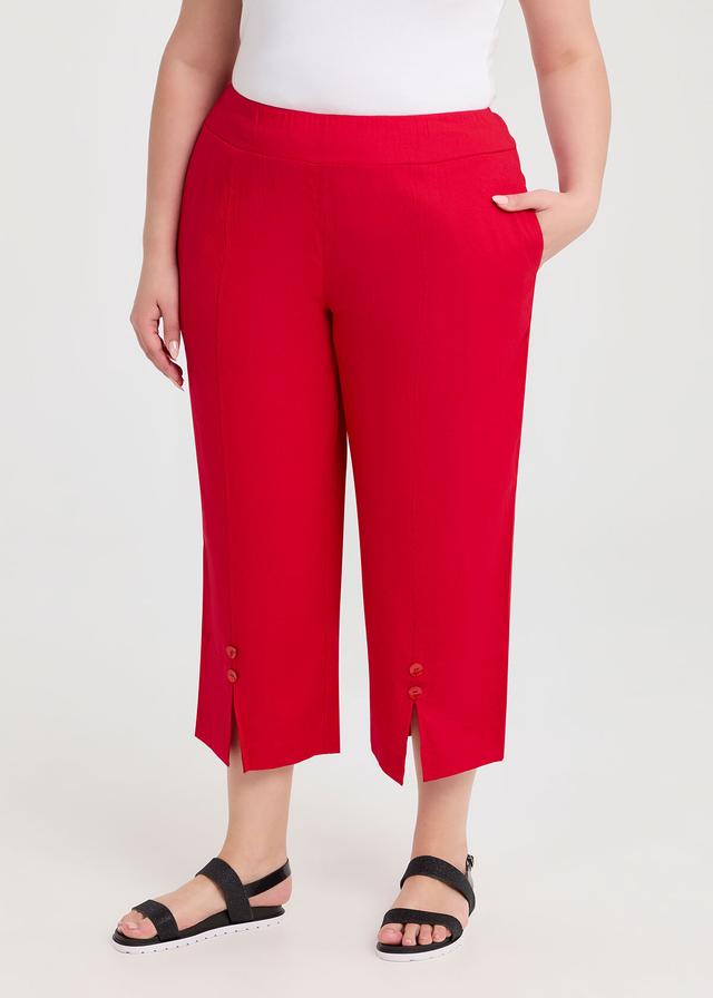 Taking Shape Stretch Linen Ayanna Crop Pant Size 30 in Racing RED - Plus Size Women's Bottoms