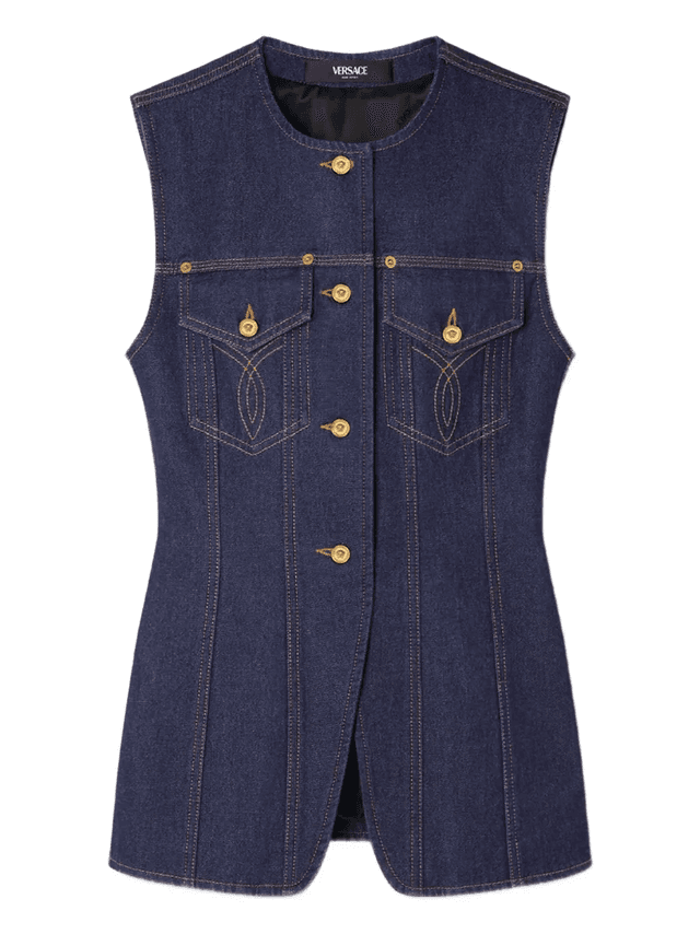 VERSACE Denim Vest With Buttons