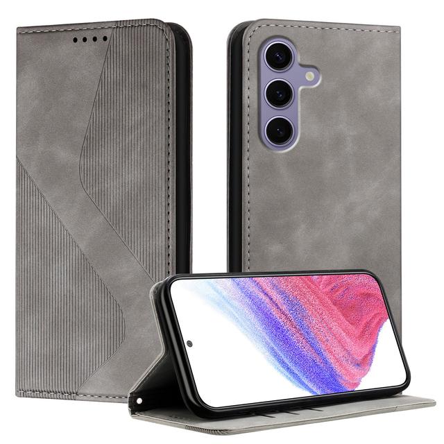 For Samsung Galaxy S24 FE Phone Cover Skin-touch Feel Leather Wallet Case with Stand - Grey