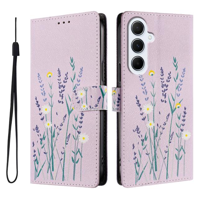 For Samsung Galaxy A17 4G / Galaxy A26 5G / Galaxy A17 5G Case Pattern Print PU Leather Wallet Phone Cover with Wrist Strap - Lavender