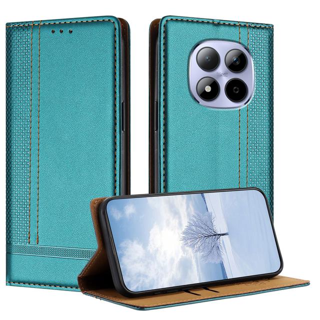 For Xiaomi Redmi Note 15 Pro 4G (Global) Case L-Shaped Grid Pattern Leather Stand Phone Cover with Card Slots - Green