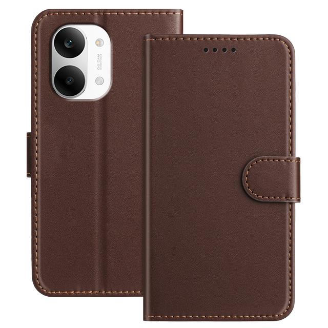 For Xiaomi Redmi Turbo 5 Max 5G / Xiaomi Poco X8 Pro Max 5G Leather Case Wallet Stand Solid Color Anti Drop Phone Cover - Brown