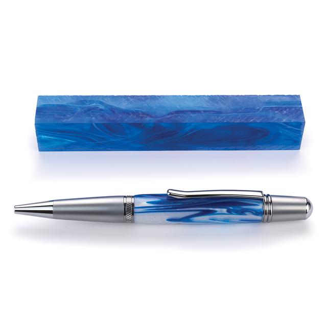 WoodRiver Acrylic Pen Blank - 3/4" x 3/4" x 5" - Aruba Blue
