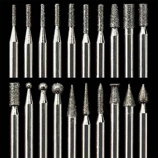 WoodRiver Diamond Dust Carving Burr Set - 3/32" Shank - 20 Pack