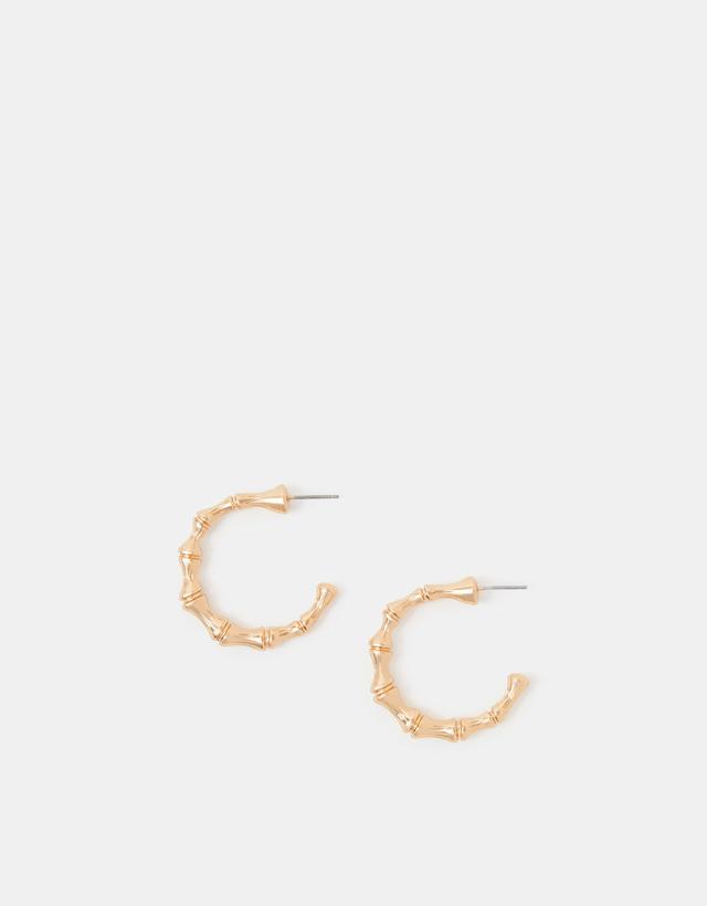 Gold Bamboo Hoop Earrings - Accessorize