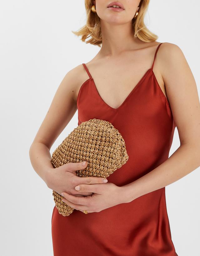 Gold Metallic Woven Clutch Bag - Accessorize