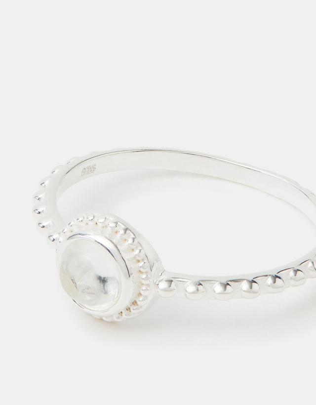 Sterling Silver Healing Stone Ring Clear, Size: M - Accessorize
