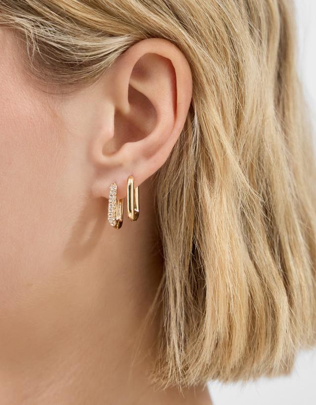 Gold 3-Pack Rectangular Hoop Earrings - Accessorize