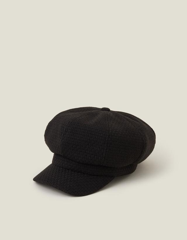 Black Waffle Baker Boy Hat, Size: 57cm, Women's - Accessorize