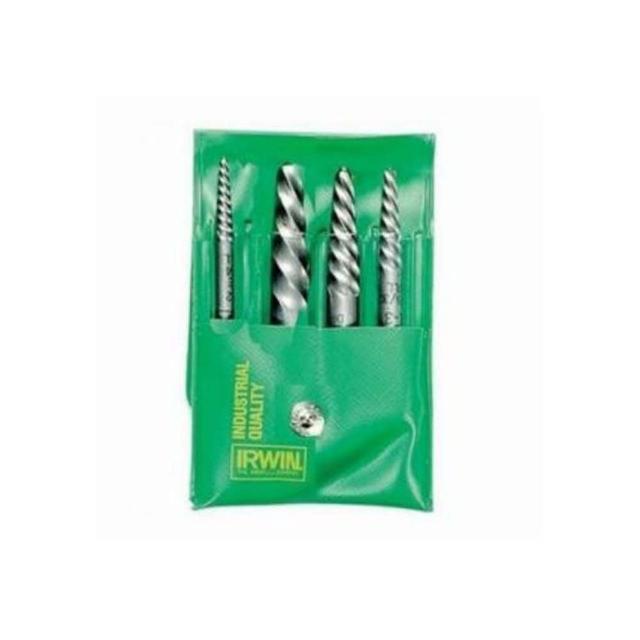 Irwin HANSON Steel Spiral Flute Screw Extractor Set, 4 Pieces - 52425