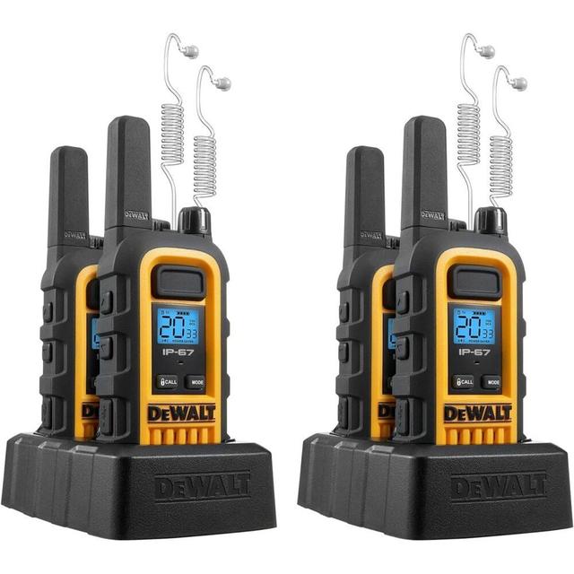 DEWALT Heavy-Duty 2W Walkie Talkie and Headset Bundle 4 Pack - 2DXFRS800-SV1