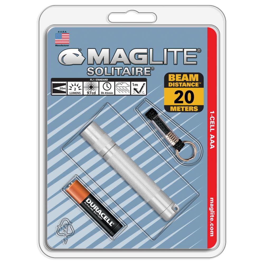 Maglite Solitaire Incandescent 1-Cell AAA Silver Flashlight - K3A106