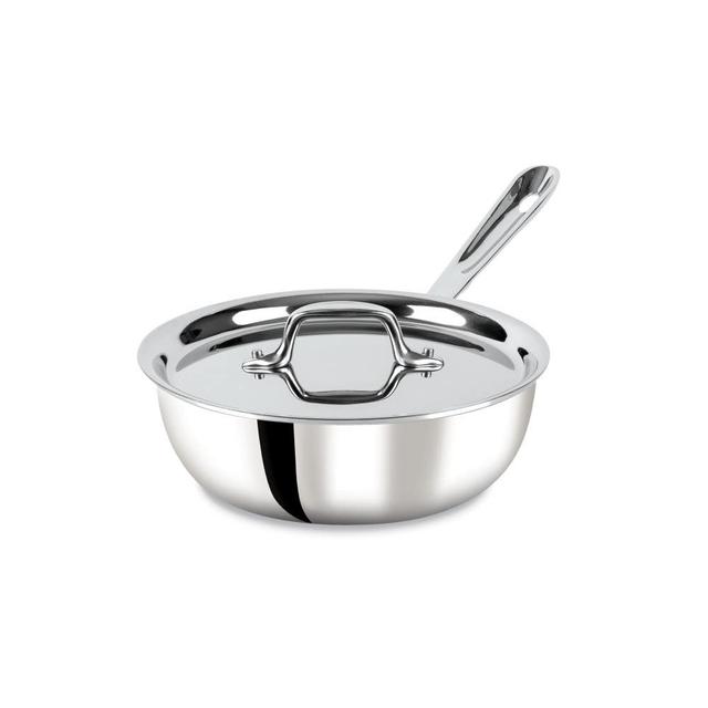 D3 Stainless 3-ply Bonded Cookware Saucier with lid 2 quart