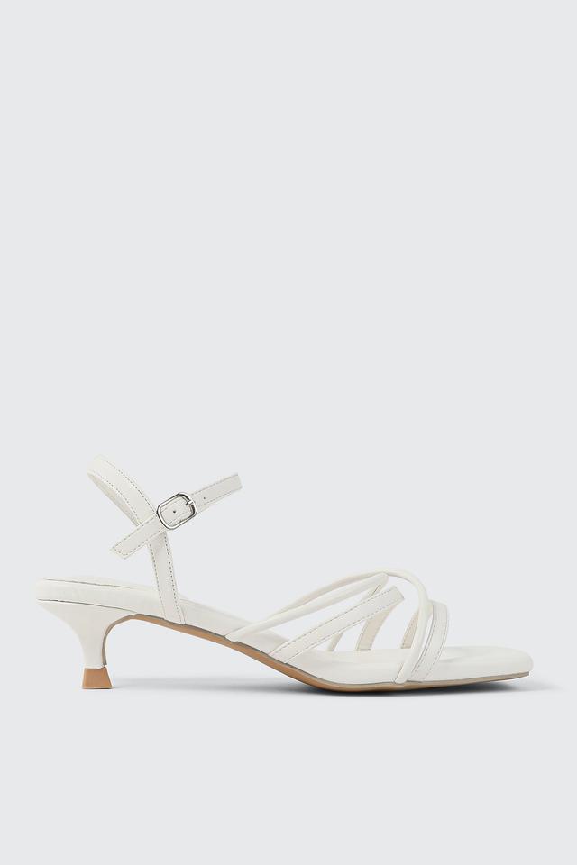 Ardene Kitten Heel Strappy Sandals in White | Size 10 | Faux Leather