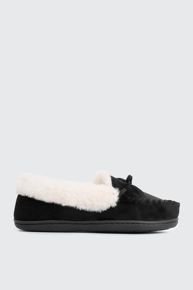 Ardene Moccasin Slippers in Black | Size 9 | Faux Suede | Eco-Conscious