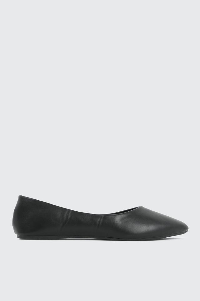 Ardene Classic Pointy Flats in Black | Size 7 | Faux Leather/Faux Suede