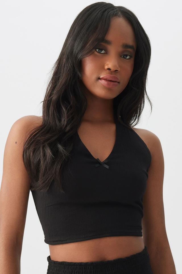 Ardene Plunge Halter Top in Black | Size Large | Rayon