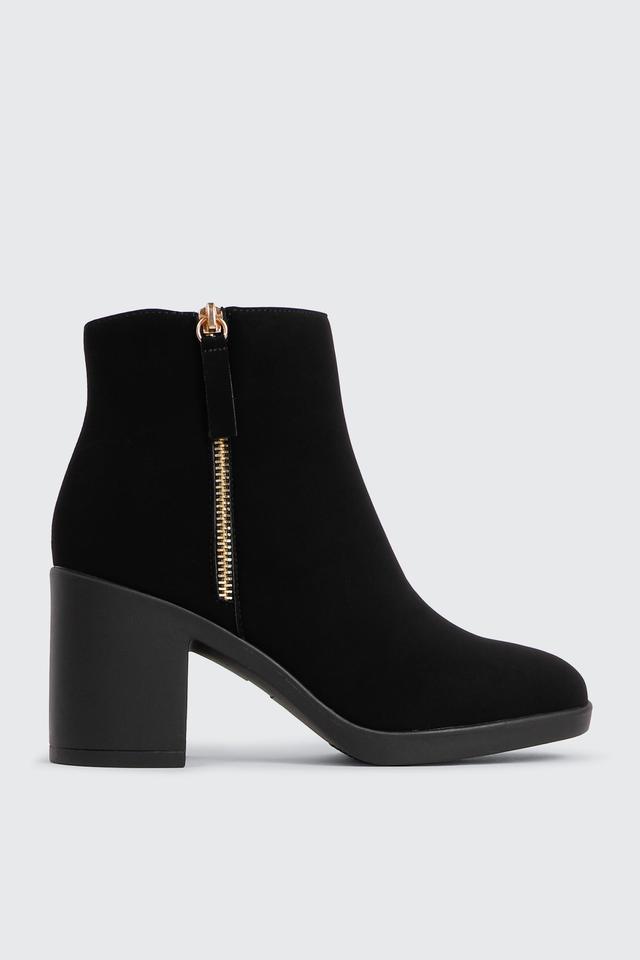 Ardene Faux Suede Block Heel Ankle Boots in Black | Size 8 | Eco-Conscious