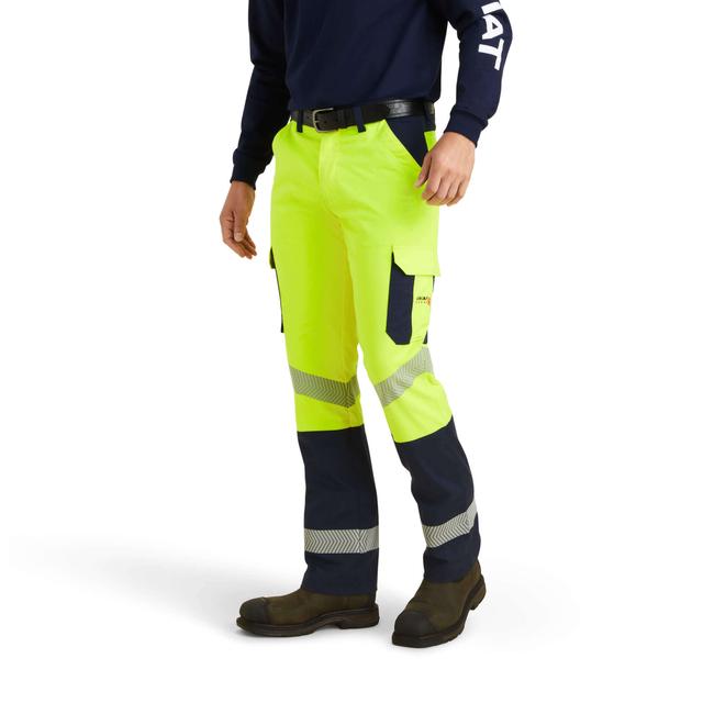 Men's Flame-Resistant M7 Slim DuraStretch Duralight Twill Straight Pant in Hi Vis Yellow Cotton, Size: 34 X 32 by Ariat