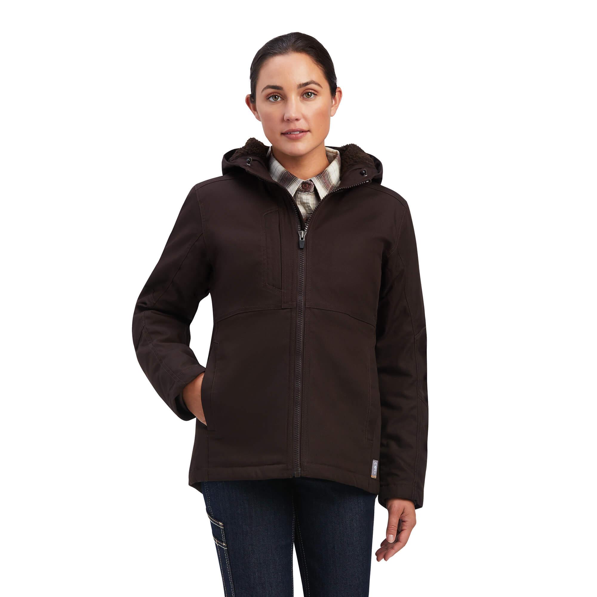 Women's Rebar DuraCanvas Insulated Jacket in Mole, Size: Medium by Ariat