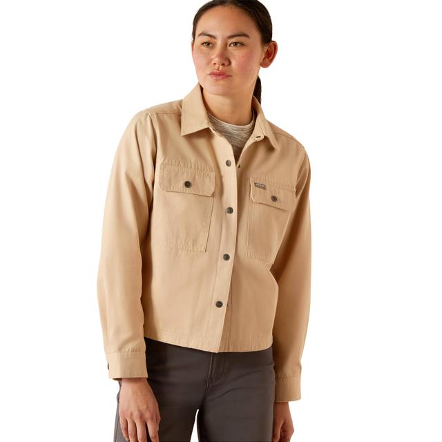 Women's Rebar Cropped Woven Shirt Jacket in Smoke Grey, Size: Large by Ariat