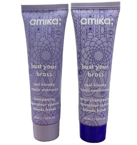 Amika Bust Your Brass Cool Blonde Repair Shampoo + Conditioner 1 oz Duo Womens AMIKA