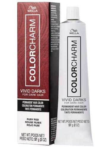 Wella Color Charm Vivid Darks Permanent Cream Hair Color Ruby Red 2 oz Womens Wella