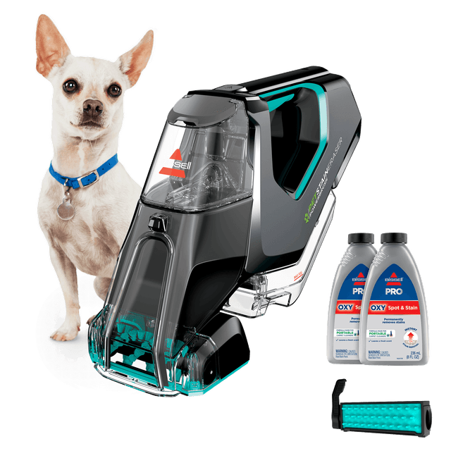 Pet Stain Eraser PowerBrush Plus Portable Carpet Cleaner | Titanium/Electric Blue Accents | 2846