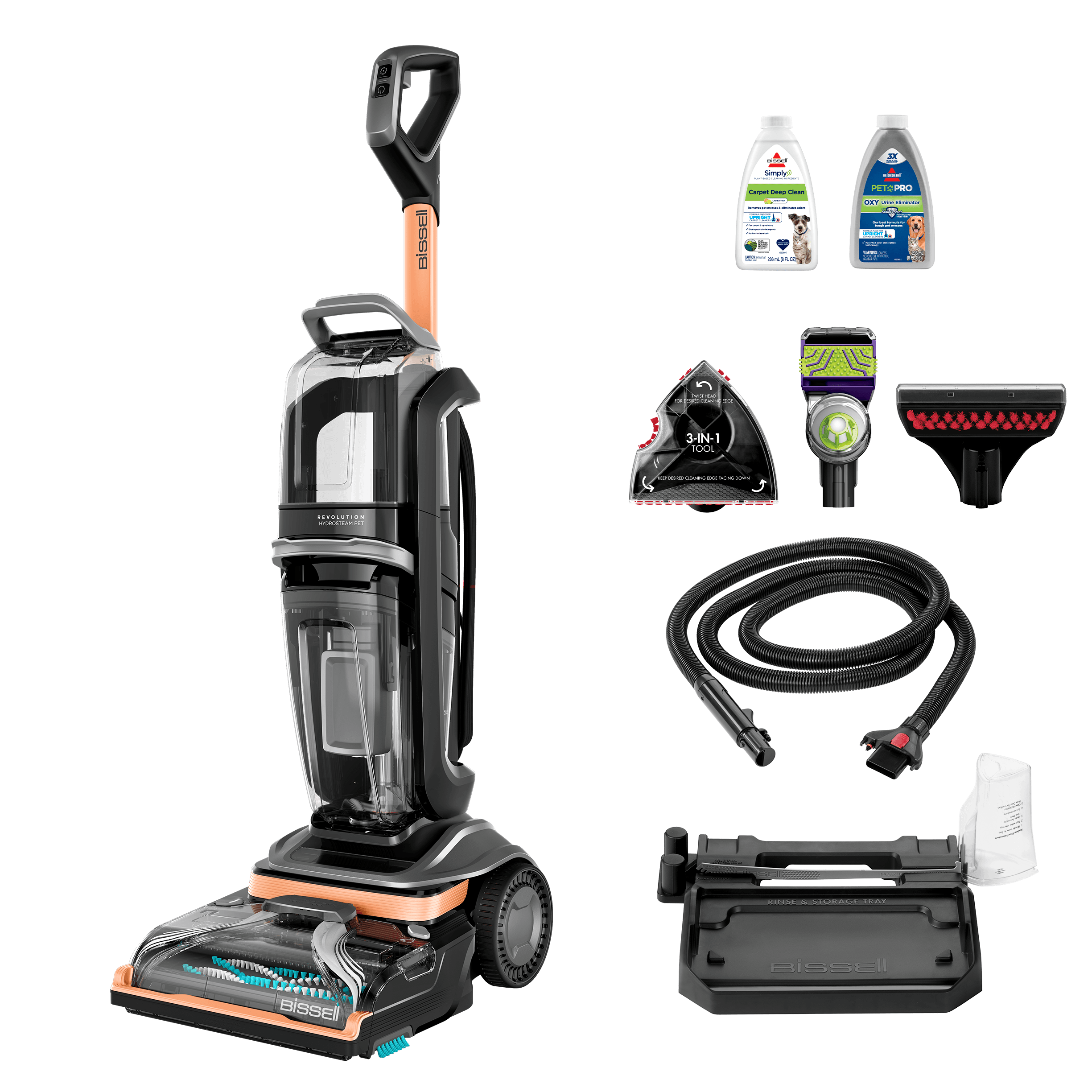 Revolution HydroSteam Pet Bundle 3424F Carpet Cleaner in Black | BISSELL