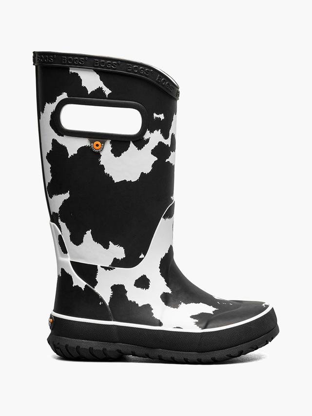 Bogs Boots Rainboot Cow Kids Rainboots Black w/White Size 12 Little Kid