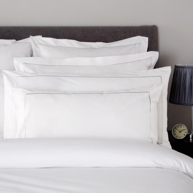 800TC Single Row Cord Pair of Housewife Pillowcases White/Ice Grey