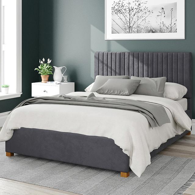 Grant Plush Velvet King Ottoman Bed Steel