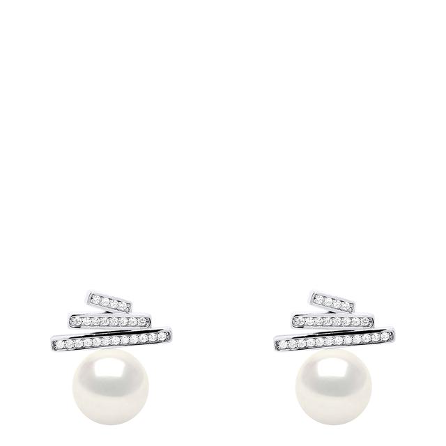 Ateliers Saint Germain White Pearl Button Earrings 9-10 m