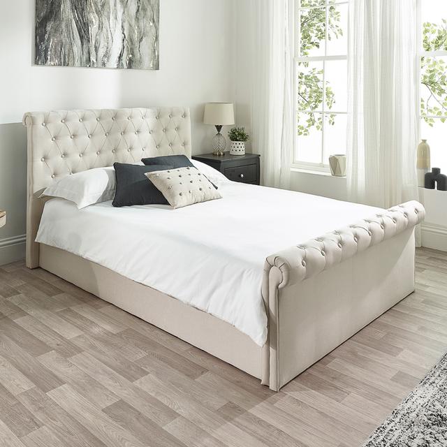 Aspire Furniture Chessington Ottoman Sleigh Bed Natural King - Size Kingsize