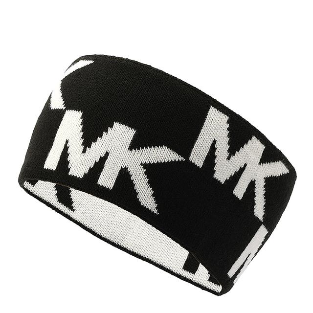 Michael Kors Black Cream Oversized Monogram Mk Reversible Headband