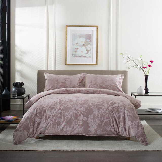 The Lyndon Company Crushed Velvet Chatsworth Printed Duvet Cover Set -King - Size Kingsize